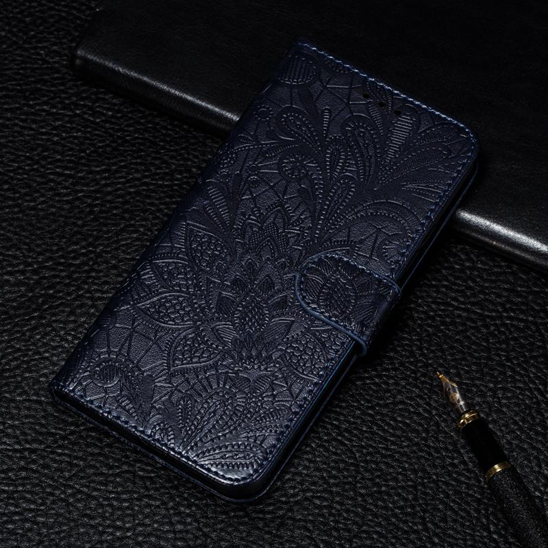 3D-Spitze-Blumen-Prägung Leder-Flip-Wallet-Hülle für Samsung Xiaomi Redmi Note Huawei Honor iPhone Xiaomi Redmi Note 8 dunkelblaue von Joom DACH