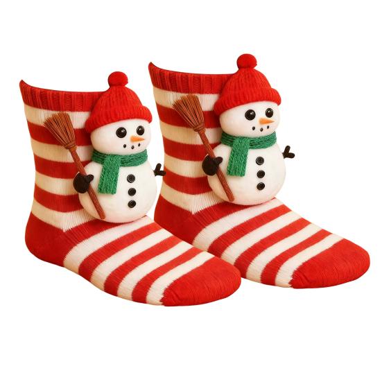 3D Strick Weihnachtsstrümpfe für Frauen Mädchen Neuheit 3D Weihnachtsmann Schneemann Rentier Weihnachten Boden Teppich Socken für Winter Feiertag Party Deko von Joom DACH