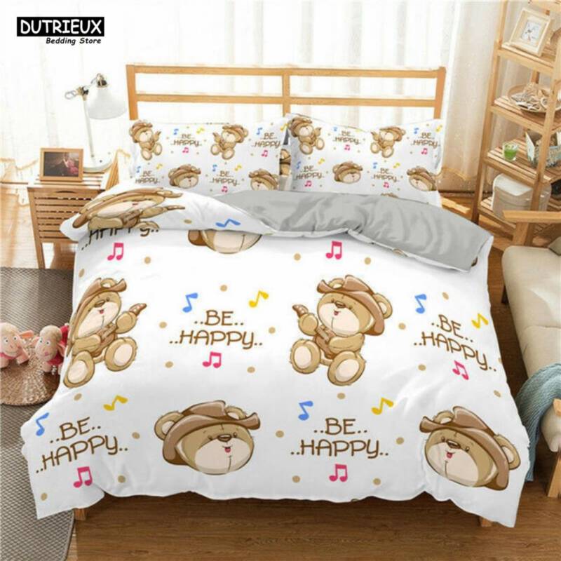 3D Teddybär Bettwäsche Set Weiß Eisbär Bettwäsche Jugendliche Frauen Einzelbett Twin Queen King Übergröße Bettbezug 2/3-teilig Bettwäsche EU single(135x200cm) von Joom DACH