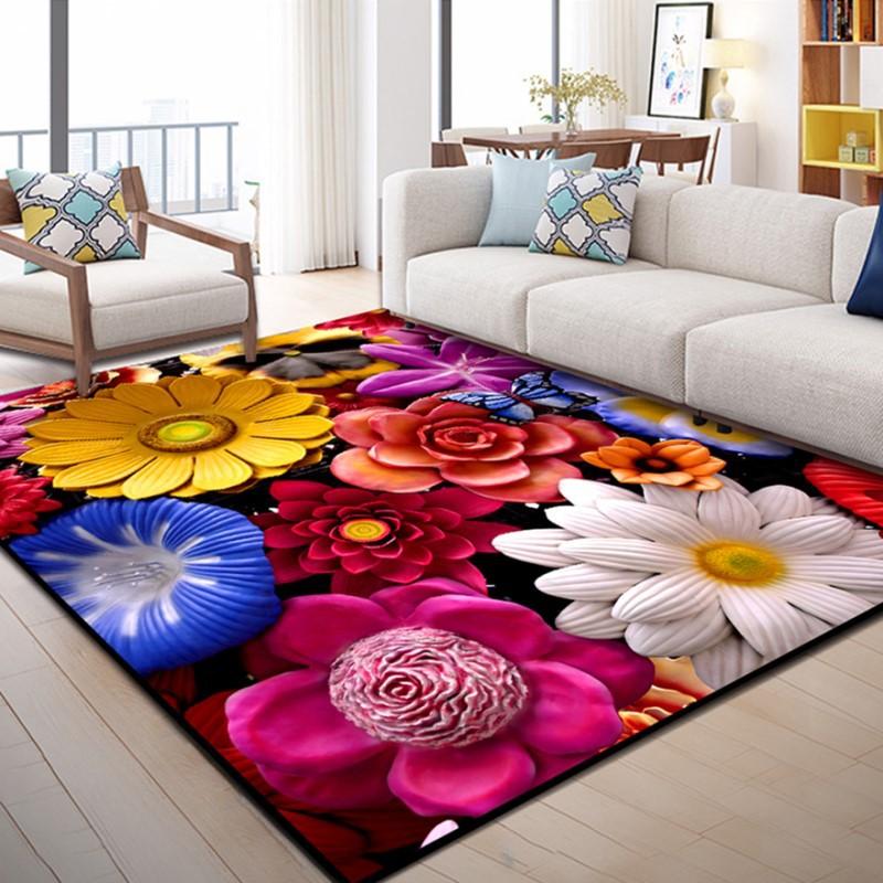 3D-Teppich für Wohnzimmer, bunter Kopfsteinpflaster-bedruckter Schwammteppich für Schlafzimmer, Küchenmatte, rutschfestes Badezimmer 140x200cm von Joom DACH