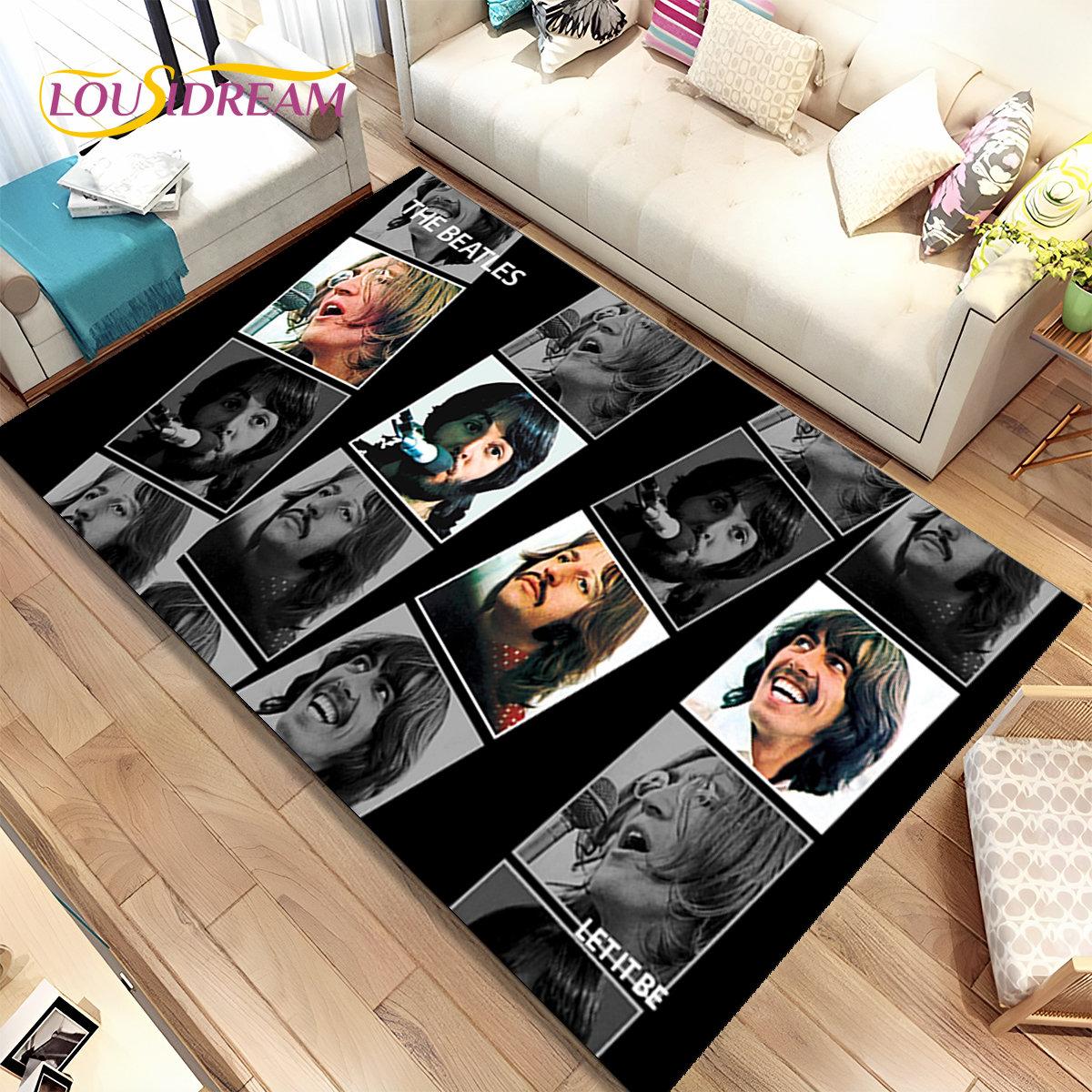 3D-Teppich mit B-Beatles-Rockband, Teppich für Zuhause, Wohnzimmer, Kinderzimmer, Sofa, Fußmatte, Dekoration, rutschfeste Bodenmatte für Kinder 80x120cm(31x47in) von Joom DACH