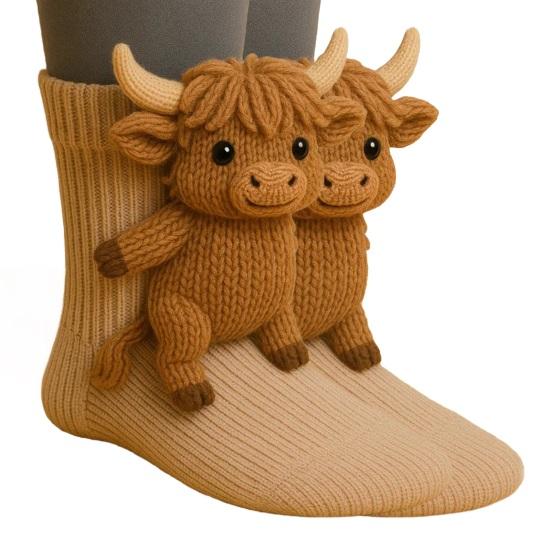 3D Tier Strick Socken Warme Niedliche Kniestrümpfe Handgehäkelte Tierpuppe Haussocken Feiertags Geburtstagsgeschenk für Frauen Mädchen B von Joom DACH