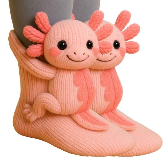 3D Tier Strick Socken Warme Niedliche Kniestrümpfe Handgehäkelte Tierpuppe Haussocken Feiertags Geburtstagsgeschenk für Frauen Mädchen F von Joom DACH