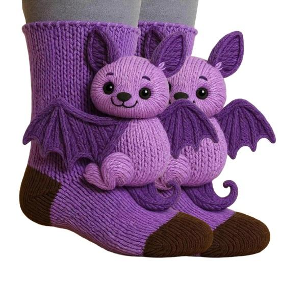 3D Tier Strick Socken Warme Niedliche Kniestrümpfe Handgehäkelte Tierpuppe Haussocken Feiertags Geburtstagsgeschenk für Frauen Mädchen H von Joom DACH