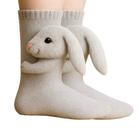 3D Tier Strick Socken Warme Niedliche Kniestrümpfe Handgehäkelte Tierpuppe Haussocken Feiertags Geburtstagsgeschenk für Frauen Mädchen K von Joom DACH