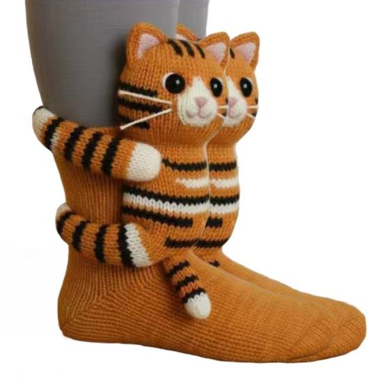 3D Tier Strick Socken Warme Niedliche Kniestrümpfe Handgehäkelte Tierpuppe Haussocken Feiertags Geburtstagsgeschenk für Frauen Mädchen L von Joom DACH