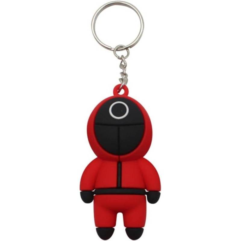 3D Tintenfisch Spiel Figuren Maske Schlüsselbund Charms Zubehör Runde Sechs Cosplay Schlüsselanhänger für Damen Frauen Männer Kinder Schlüssel Kette Spielzeug geschenk A-1Pcs rot von Joom DACH