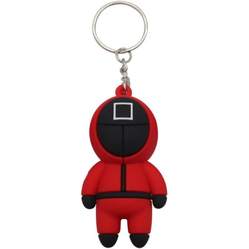 3D Tintenfisch Spiel Figuren Maske Schlüsselbund Charms Zubehör Runde Sechs Cosplay Schlüsselanhänger für Damen Frauen Männer Kinder Schlüssel Kette Spielzeug geschenk B-1Pcs rot von Joom DACH
