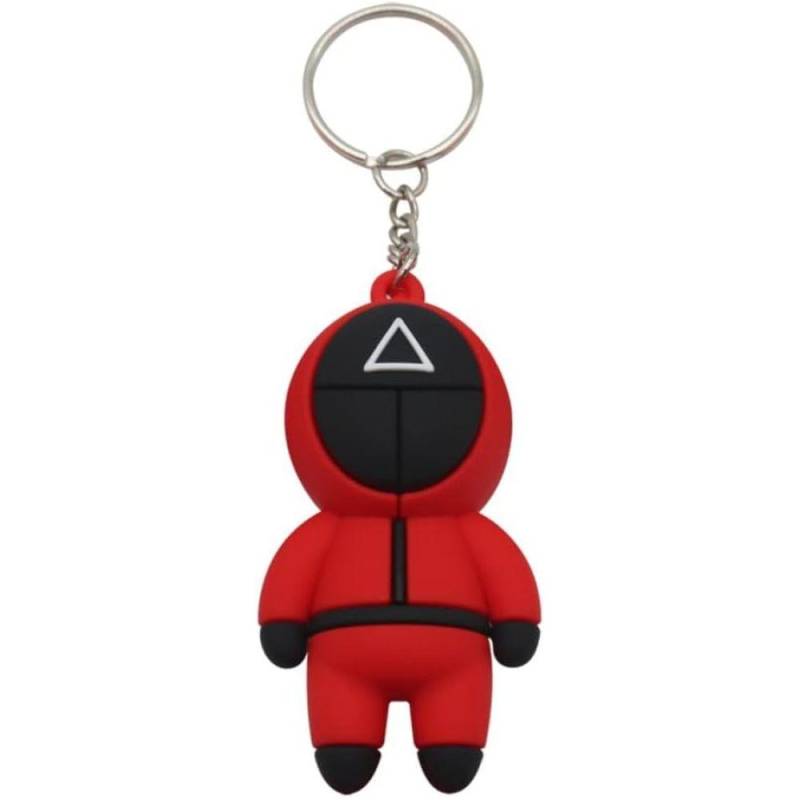 3D Tintenfisch Spiel Figuren Maske Schlüsselbund Charms Zubehör Runde Sechs Cosplay Schlüsselanhänger für Damen Frauen Männer Kinder Schlüssel Kette Spielzeug geschenk C-1Pcs rot von Joom DACH