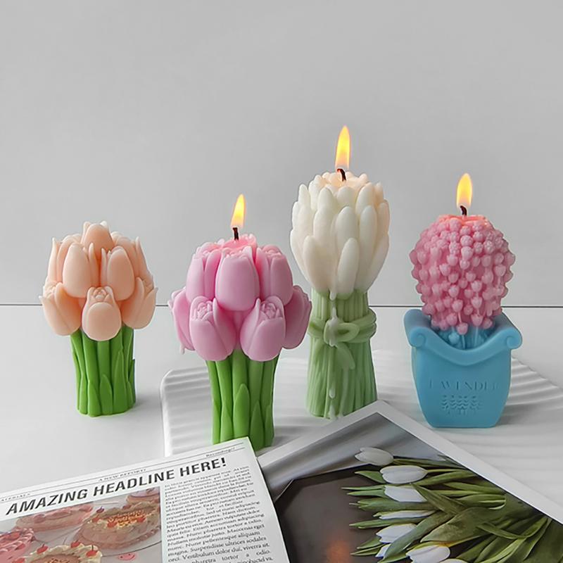 3D Tulpenstrauß Silikonform Diy Blumen Aroma handgemachte Seife Kerze Gips Ornament machen Form liefert A von Joom DACH