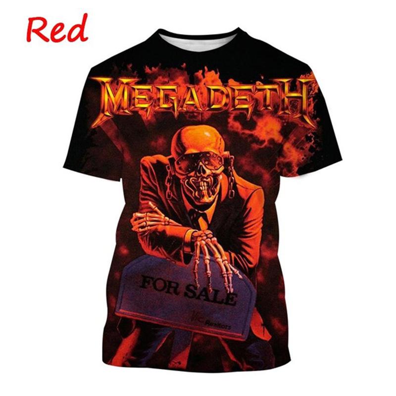 3D Vintage Megadeth Druck T-Shirt Sommermode Herren Damen Beliebte T-Shirts Hip Hop Stil Kurze Ärmel Pullover Jungen Tops S von Joom DACH