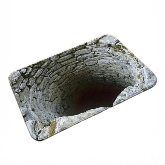 3D Visuelle Täuschung Fußmatte Optische Illusion Rutschfeste Bodenmatte Saugfähig Endloser Abgrund Maschinenwaschbarer Teppich für Badezimmer Schlafzimmer Camping Yoga S F von Joom DACH