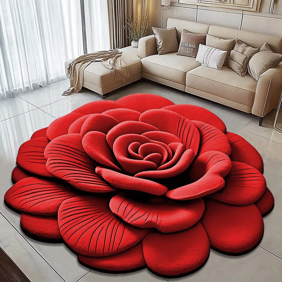 3D Visueller Effekt Pfingstrose Blume Fußmatte Zuhause Wohnzimmer Teppich Schmutzabweisend Pflegeleicht Saugfähig Rutschfeste Matte 100 * 100cm von Joom DACH
