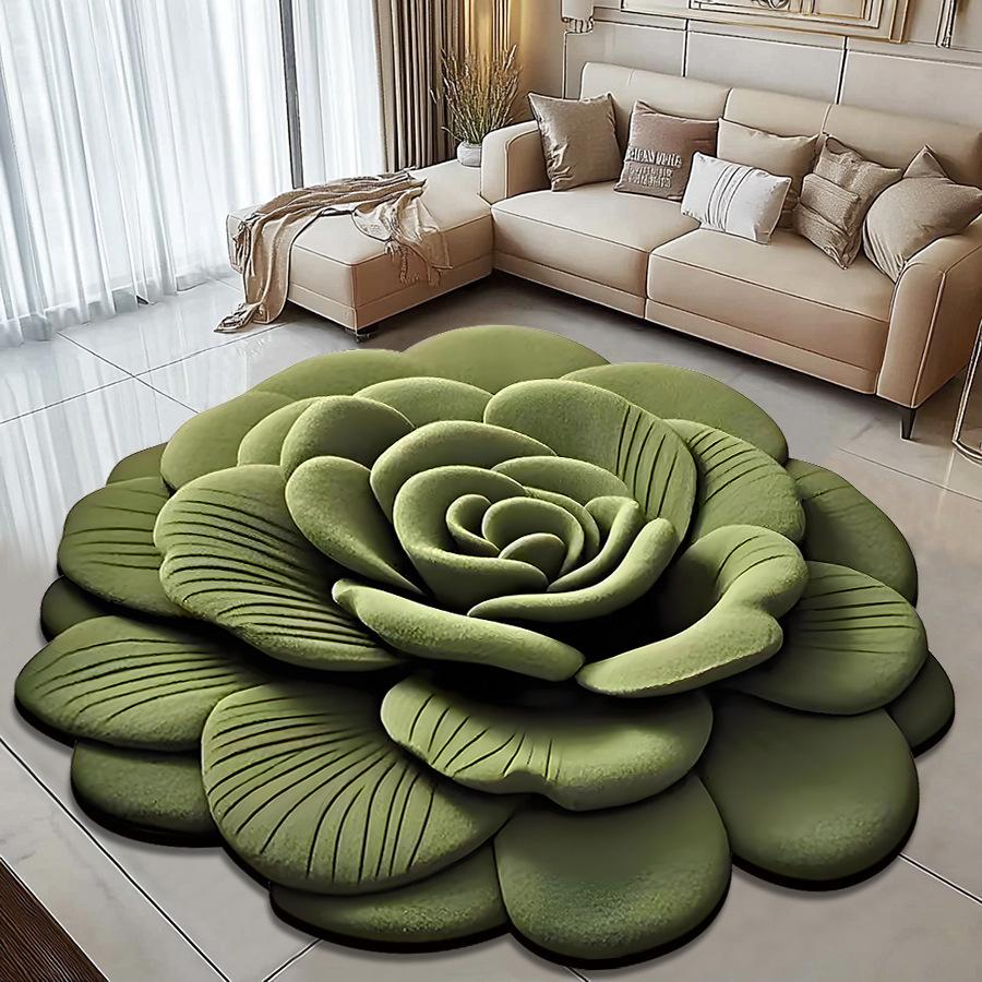 3D Visueller Effekt Pfingstrose Blume Fußmatte Zuhause Wohnzimmer Teppich Schmutzabweisend Pflegeleicht Saugfähig Rutschfeste Matte 100 * 100cm von Joom DACH
