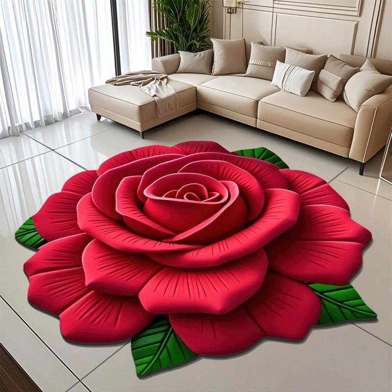 3D Visueller Effekt Pfingstrose Blume Fußmatte Zuhause Wohnzimmer Teppich Schmutzabweisend Pflegeleicht Saugfähig Rutschfeste Matte 100 * 100cm von Joom DACH