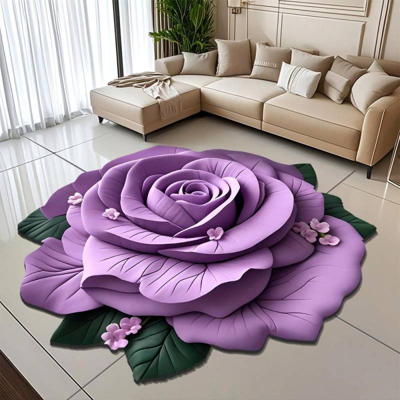 3D Visueller Effekt Pfingstrose Blume Fußmatte Zuhause Wohnzimmer Teppich Schmutzabweisend Pflegeleicht Saugfähig Rutschfeste Matte 180 * 180cm von Joom DACH