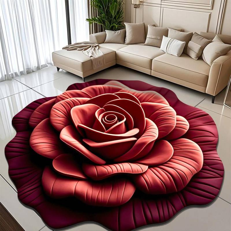 3D Visueller Effekt Pfingstrose Blume Fußmatte Zuhause Wohnzimmer Teppich Schmutzabweisend Pflegeleicht Saugfähig Rutschfeste Matte 200 * 200cm von Joom DACH