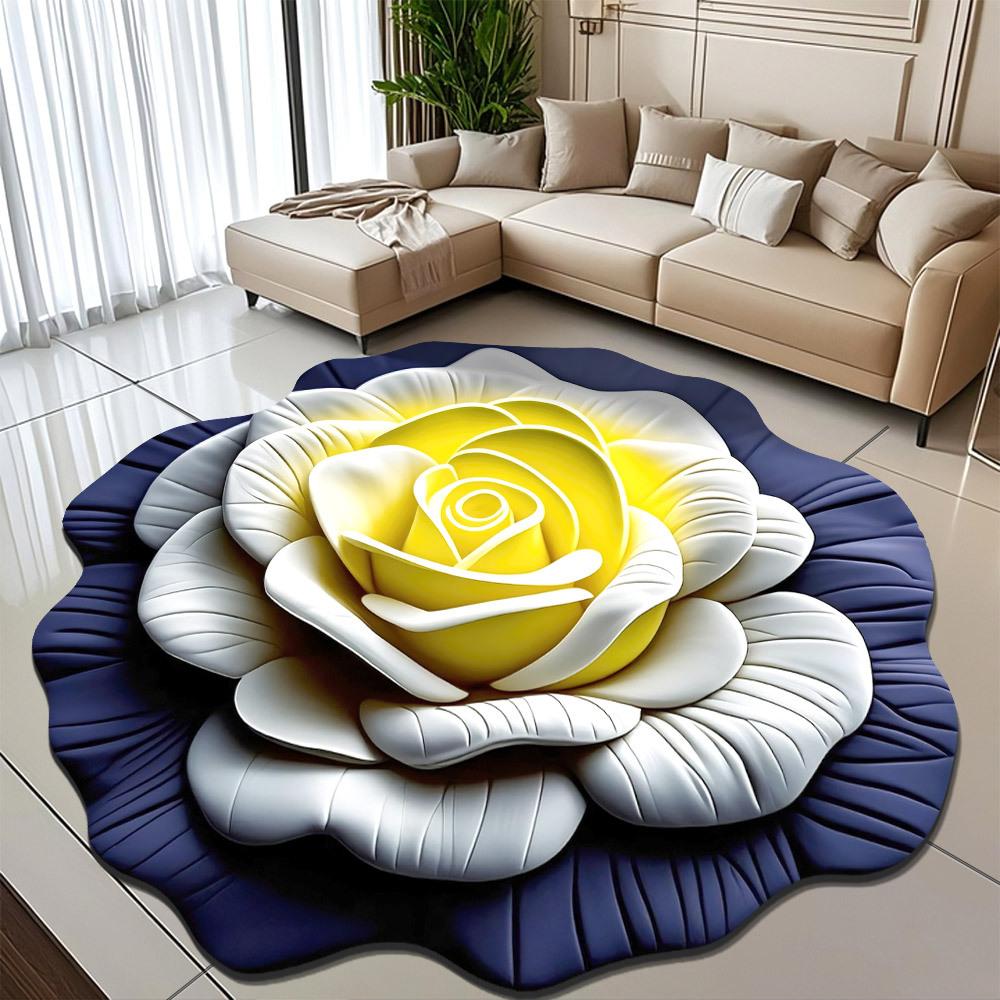 3D Visueller Effekt Pfingstrose Blume Fußmatte Zuhause Wohnzimmer Teppich Schmutzabweisend Pflegeleicht Saugfähig Rutschfeste Matte 80 * 80Cm von Joom DACH