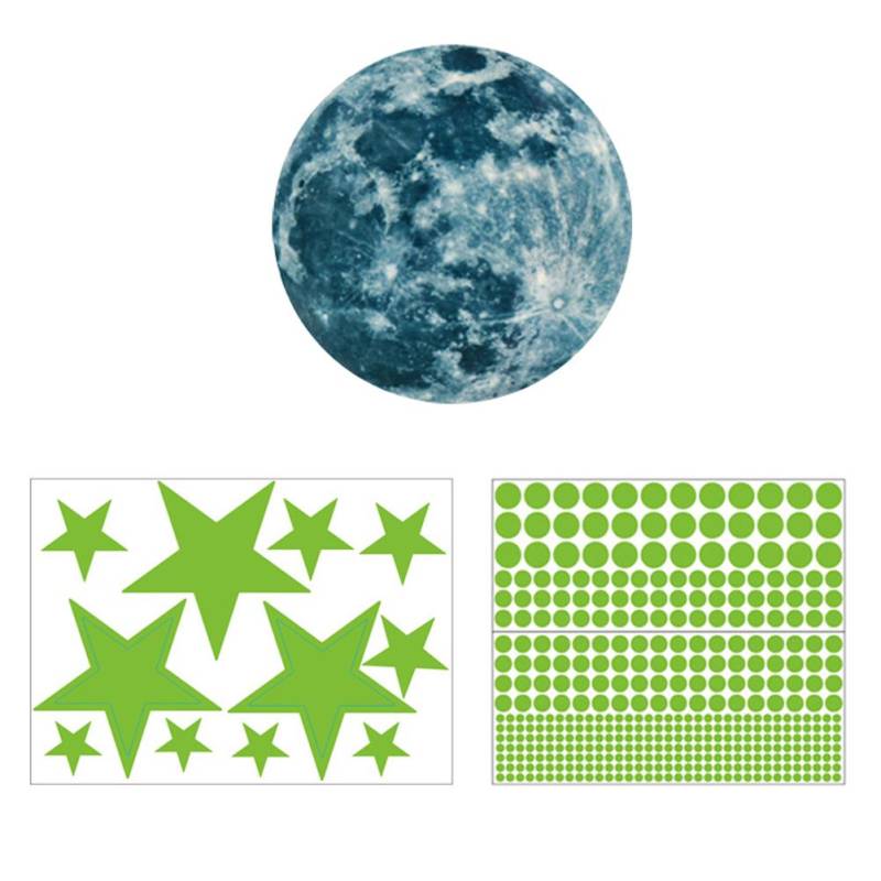 3D Wandaufkleber Leuchtende Punkte und Mond Wandtattoos Fluoreszierende und Mond Wanddekoration für Kinder B von Joom DACH