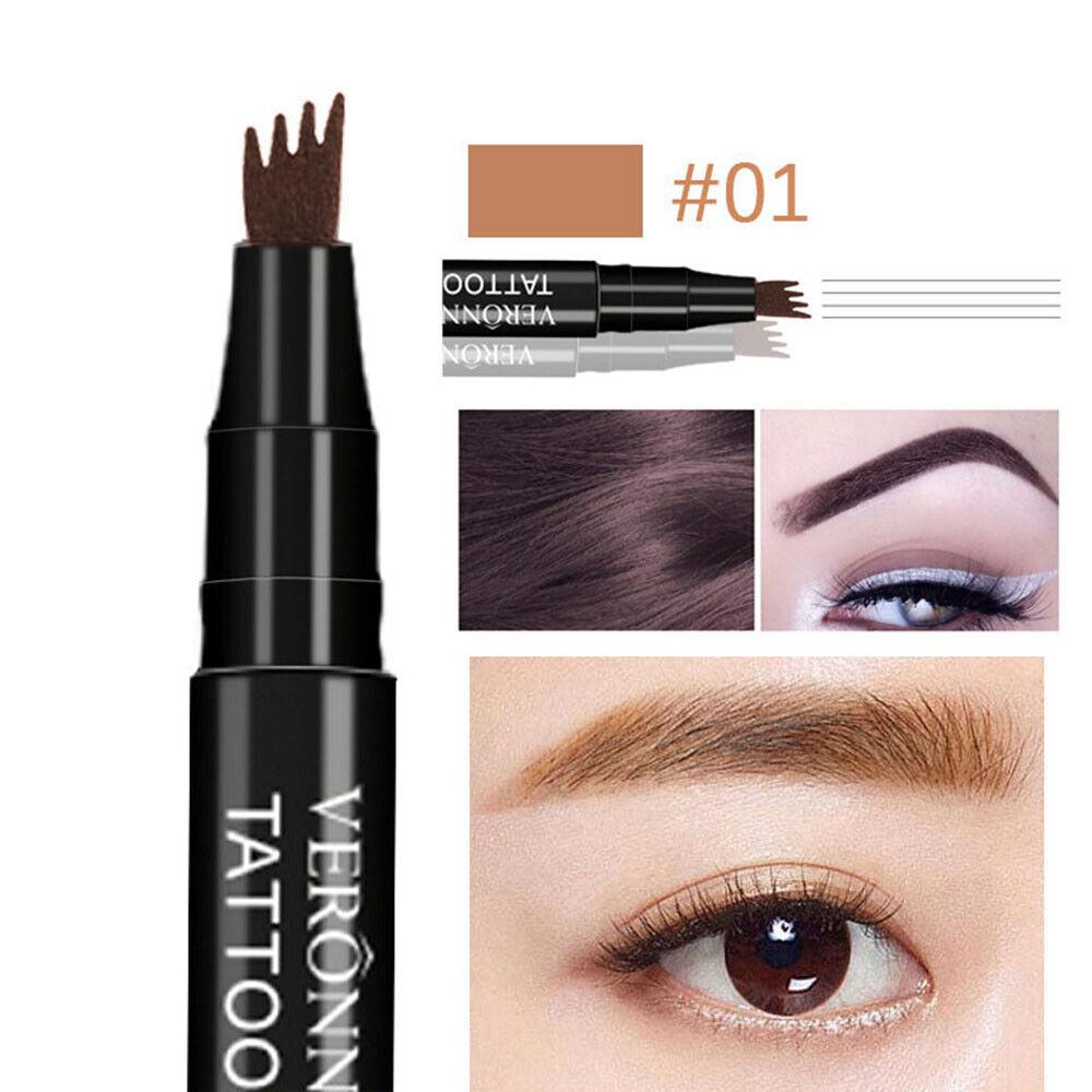 3D Wasserdicht Microblading Augenbrauen Stift 4 Gabel Spitze Tattoo Bleistift Make-Up 4 Farben 01 Coffee Brown von Joom DACH