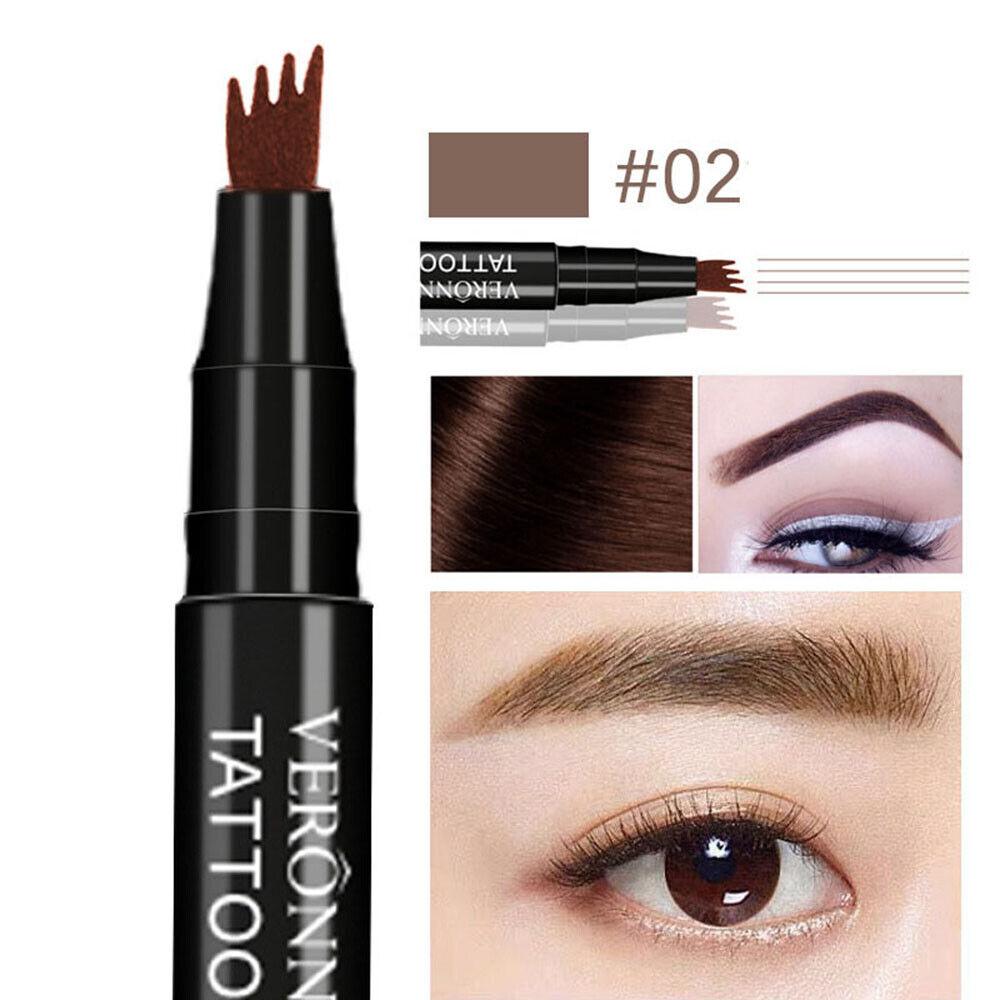 3D Wasserdicht Microblading Augenbrauen Stift 4 Gabel Spitze Tattoo Bleistift Make-Up 4 Farben 02 Dark Brown von Joom DACH