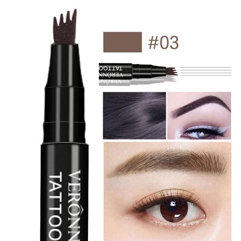 3D Wasserdicht Microblading Augenbrauen Stift 4 Gabel Spitze Tattoo Bleistift Make-Up 4 Farben 03 Grey Brown von Joom DACH