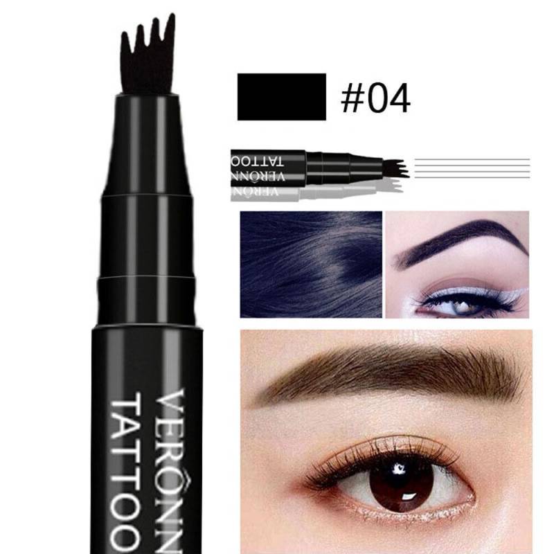 3D Wasserdicht Microblading Augenbrauen Stift 4 Gabel Spitze Tattoo Bleistift Make-Up 4 Farben 04 Black von Joom DACH