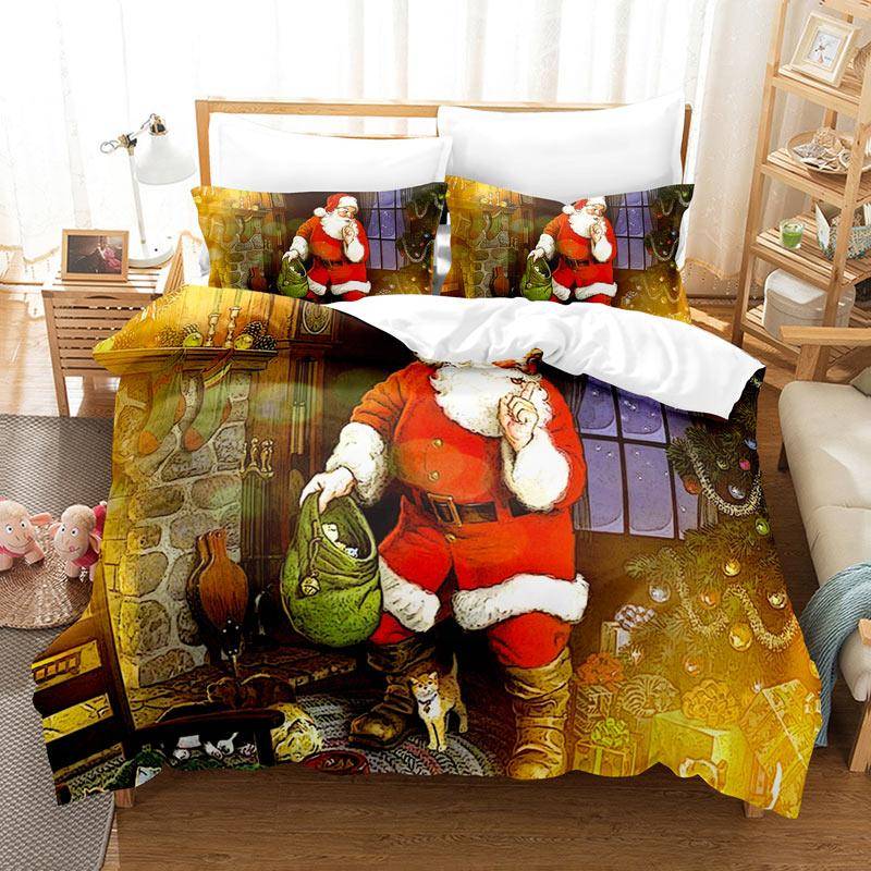 3D Weihnachten Bettbezug Set Rote Farbe Frohe Weihnachten Thema Baum Geschenk Muster Für Kinder Jugendliche Erwachsene Bettwäsche Set King Queen Größe EU single(135x200cm) von Joom DACH
