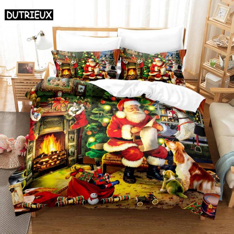 3D Weihnachts-Bettbezug Bettwäsche-Set Bettdecke Steppdecke Kissenbezug Bettwäsche Twin Queen King Double Full Single 3-teilig 2-teilig Schlafzimmer EU single(135x200cm) von Joom DACH