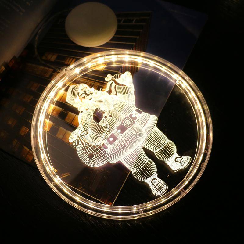 3D Weihnachtsmann Weihnachtsbeleuchtung LED Nachtlicht Hängelampe mit Saugnapf für Tür Fenster Urlaub Dekoration Lichterkette von Joom DACH