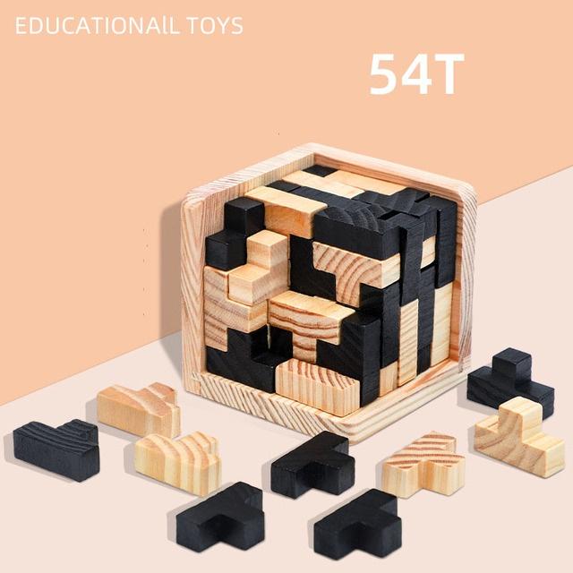 3D-Würfelpuzzle Luban, ineinandergreifendes kreatives pädagogisches Holzspielzeug, Gehirn-IQ-Geist, frühes Lernspiel, Geschenk für Kinder, Buchstabe 54T von Joom DACH