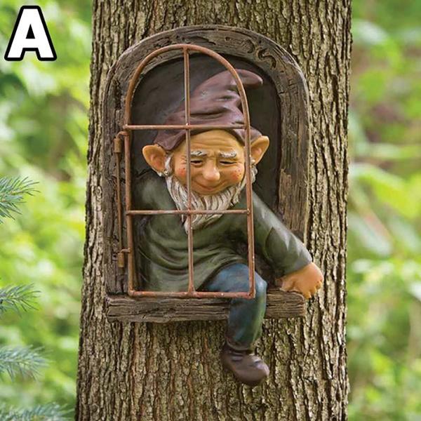 3D Zwerg Dekoration Garten Zwerg Statue Innendekoration Wand Ornamente Outdoor Garten Baum Anhänger A von Joom DACH