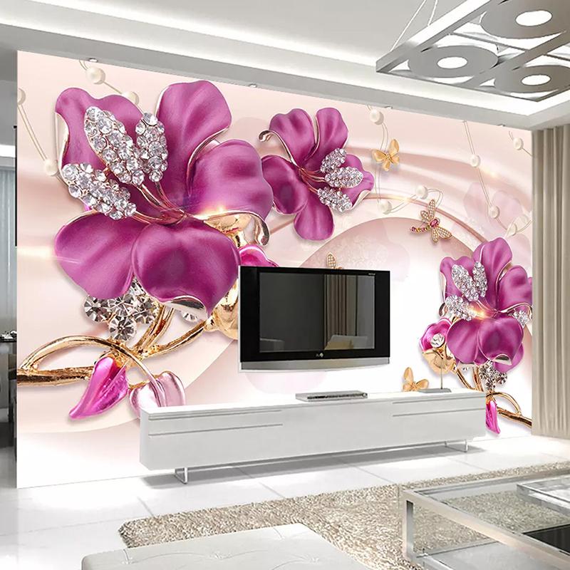 3D dreidimensionale Blumenornamente Wandbild Wohnzimmer TV Hintergrund Wanddekoration Wandmalerei Relief Blume Fototapete 300 cm(W) x 200 cm(H) von Joom DACH