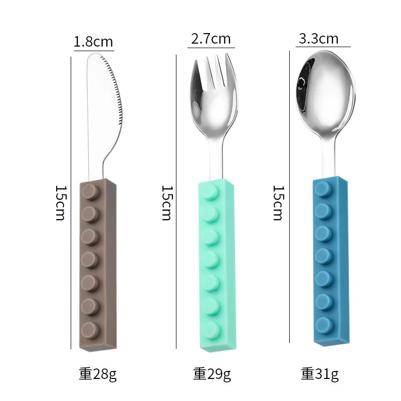 3PCS DIY Bunte Bausteine Gespleißt Gabeln Löffel Geschirr Student Kinder Salat Geschirr Set Fit Küche Werkzeug von Joom DACH