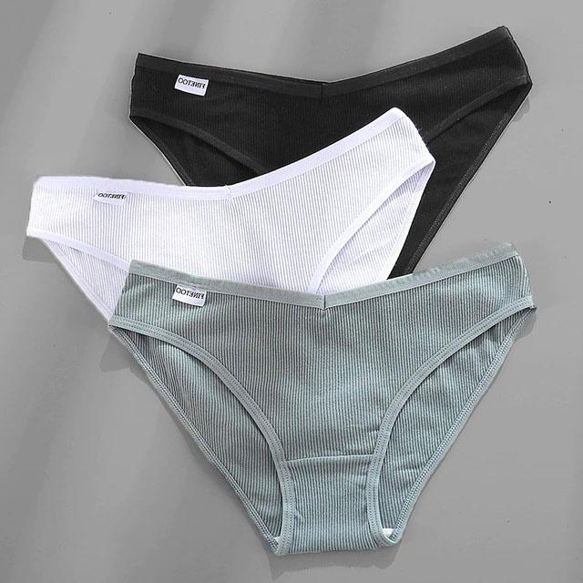 3PCS Dame Baumwolle Höschen Weibliche Unterhose Höschen für Frauen Briefs Unterwäsche Low-Taille Pantys Dessous L von Joom DACH