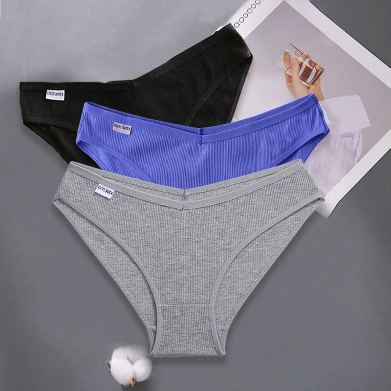 3PCS Dame Baumwolle Höschen Weibliche Unterhose Höschen für Frauen Briefs Unterwäsche Low-Taille Pantys Dessous L von Joom DACH