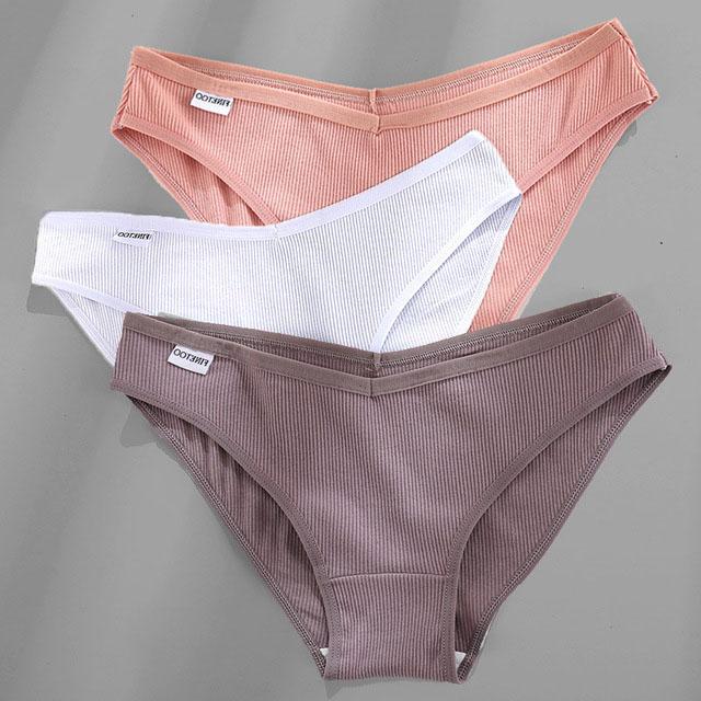 3PCS Dame Baumwolle Höschen Weibliche Unterhose Höschen für Frauen Briefs Unterwäsche Low-Taille Pantys Dessous L von Joom DACH