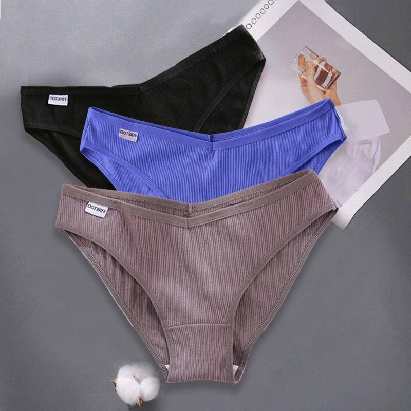 3PCS Dame Baumwolle Höschen Weibliche Unterhose Höschen für Frauen Briefs Unterwäsche Low-Taille Pantys Dessous L von Joom DACH