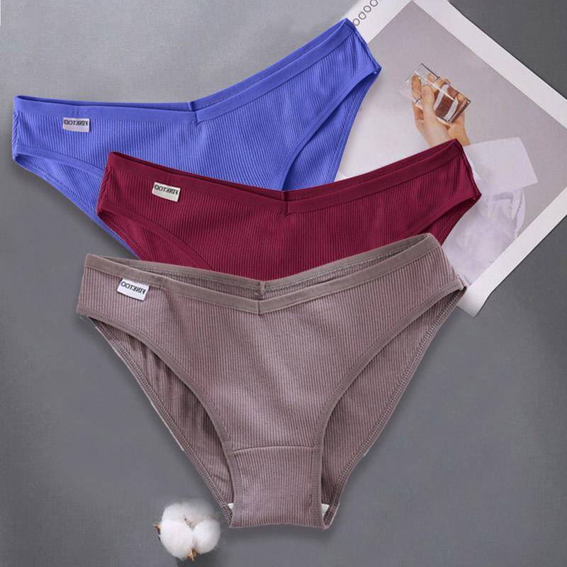 3PCS Dame Baumwolle Höschen Weibliche Unterhose Höschen für Frauen Briefs Unterwäsche Low-Taille Pantys Dessous L von Joom DACH