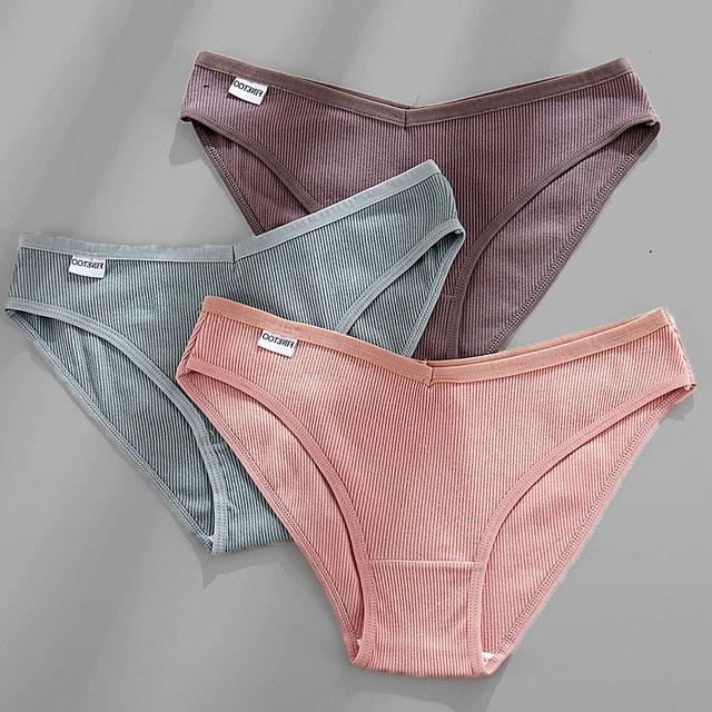 3PCS Dame Baumwolle Höschen Weibliche Unterhose Höschen für Frauen Briefs Unterwäsche Low-Taille Pantys Dessous XL von Joom DACH