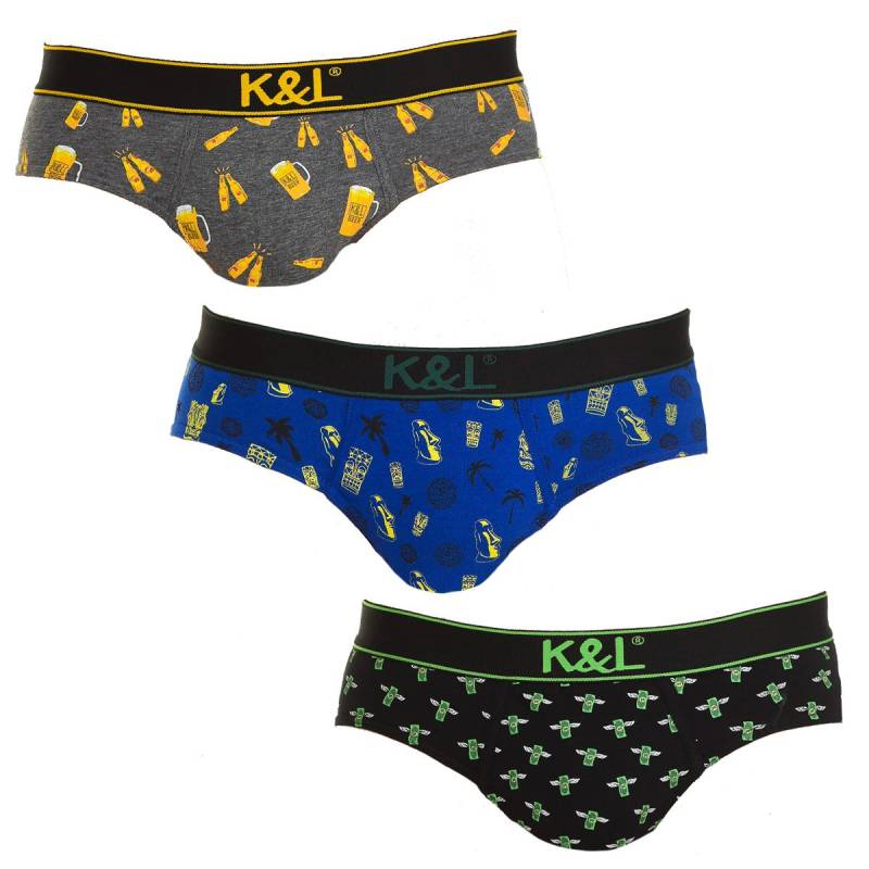 3er-Pack Slips Lustiger atmungsaktiver Stoff KL3011 Herren-Slips Premium-Baumwoll-Slips Herren-Slips Herren-Slips L bunte von Joom DACH