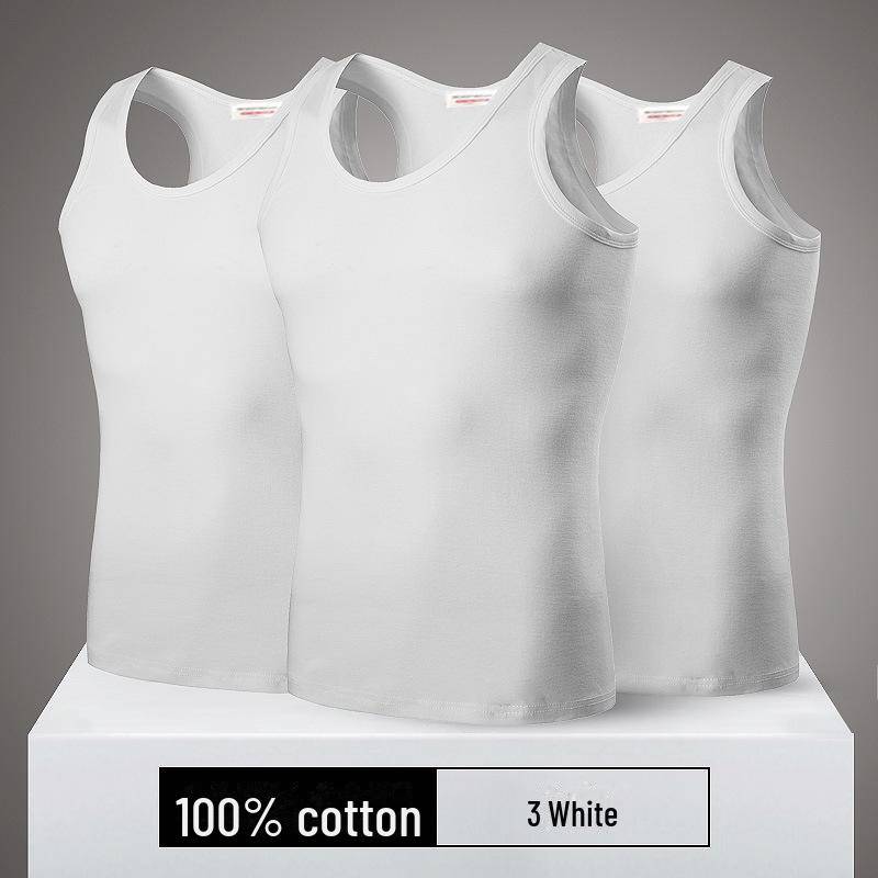 3er-Pack elastische Unterhemden aus weißer Baumwolle mit feinem Faden für Herren, 40 Stück, I-förmiges Design. 3XL (recommended for 75-85kg) von Joom DACH