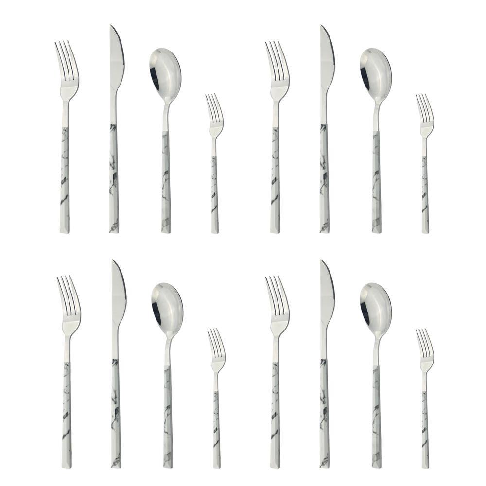 4/16 stücke Geschirr Splitter Edelstahl Set Messer Gabel Löffel Marmor Textur Home Küche Besteck Besteck Geschirr Set 4Set von Joom DACH