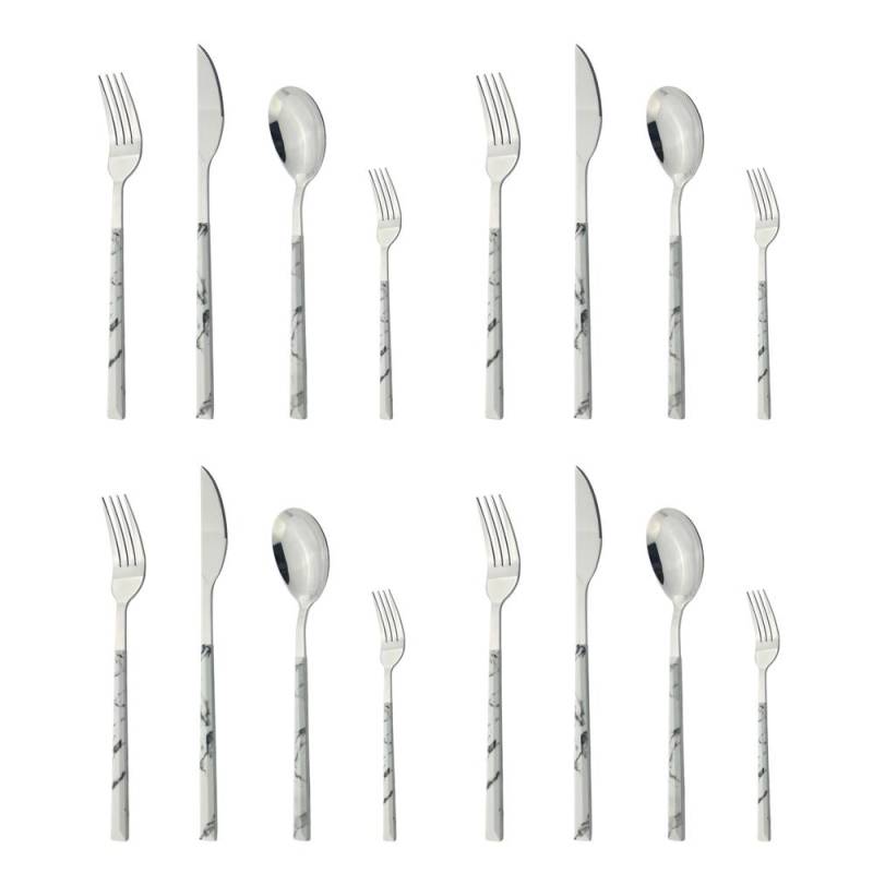 4/16 stücke Geschirr Splitter Edelstahl Set Messer Gabel Löffel Marmor Textur Home Küche Besteck Besteck Geschirr Set 4Set von Joom DACH