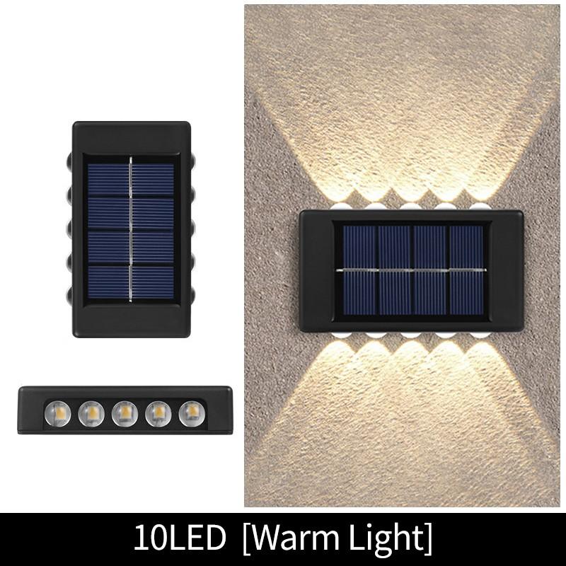 4/6/10/12 LED Solar Wandleuchte Außen Wasserdicht Auf Und Ab Leuchtende Beleuchtung Gartendekoration Solarlampen Treppe Zaun Sonnenlichtlampe 10LED warm weiße von Joom DACH