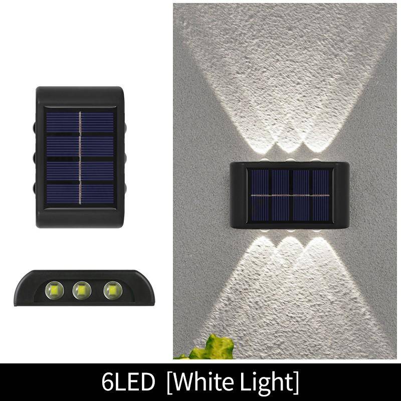 4/6/10/12 LED Solar Wandleuchte Außen Wasserdicht Auf Und Ab Leuchtende Beleuchtung Gartendekoration Solarlampen Treppe Zaun Sonnenlichtlampe 6LED weiß von Joom DACH