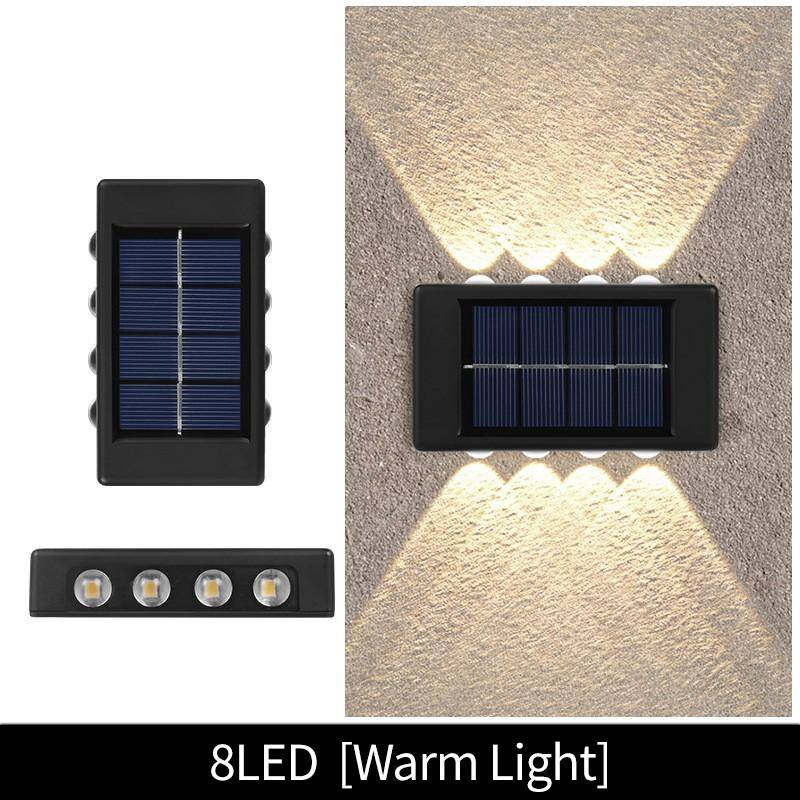4/6/10/12 LED Solar Wandleuchte Außen Wasserdicht Auf Und Ab Leuchtende Beleuchtung Gartendekoration Solarlampen Treppe Zaun Sonnenlichtlampe 8LED warm weiße von Joom DACH