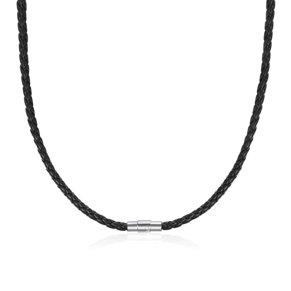 4/6/7 mm Herren-Halskette aus schwarzem geflochtenem Lederband aus Edelstahl mit Magnetverschluss 50cm-4mm schwarz von Joom DACH