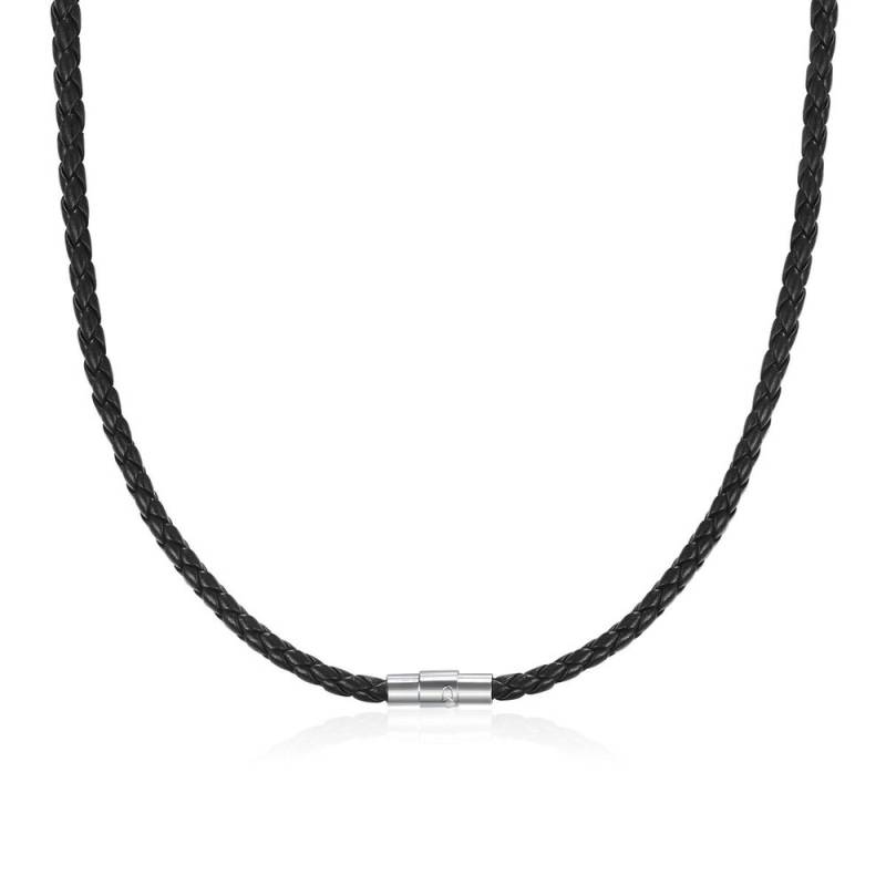 4/6/7 mm Herren-Halskette aus schwarzem geflochtenem Lederband aus Edelstahl mit Magnetverschluss 50cm-4mm schwarz von Joom DACH