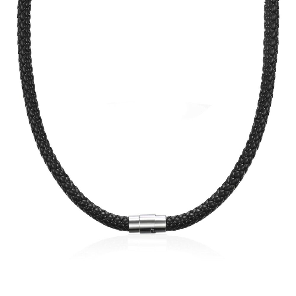 4/6/7 mm Herren-Halskette aus schwarzem geflochtenem Lederband aus Edelstahl mit Magnetverschluss 55cm-7mm schwarz von Joom DACH